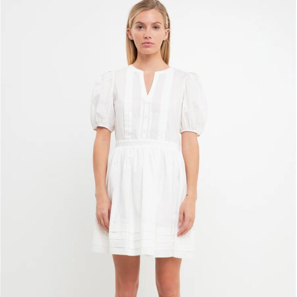 NWT English Factory White Poplin Bib Fit & Flare Dress - Picture 2 of 8